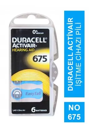 Duracell Activair İşitme Cihazı Pili 6'lı No: 675