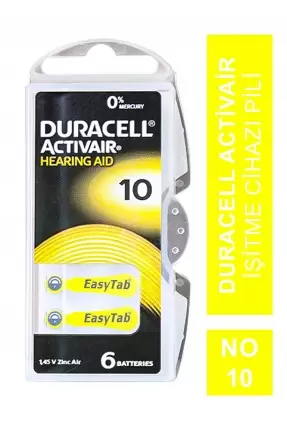 Duracell Activair İşitme Cihazı Pili 6'lı No: 10