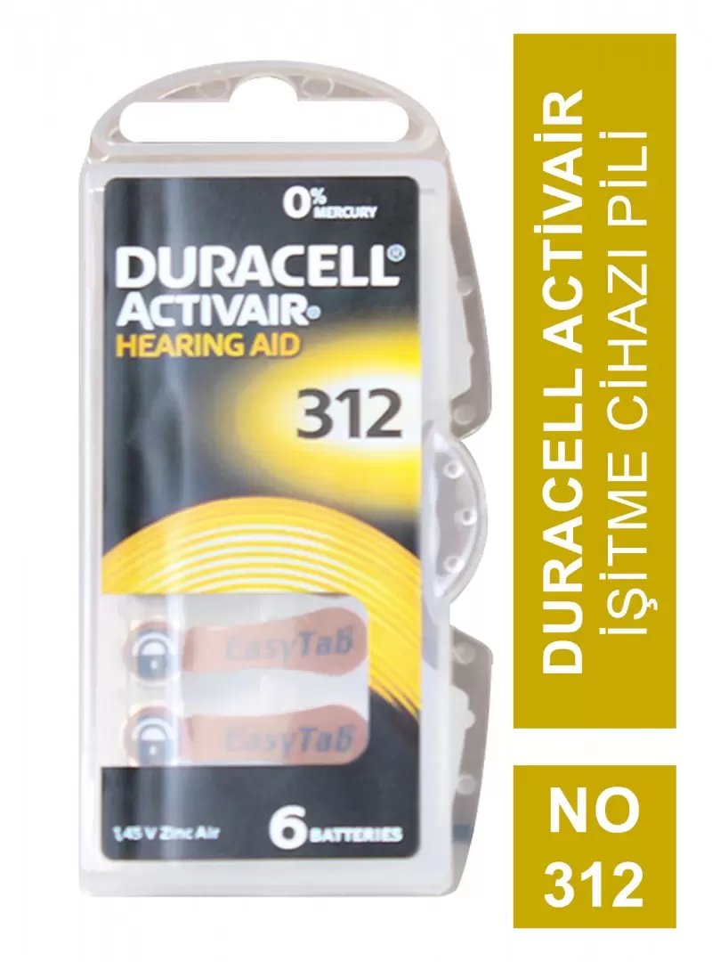 Duracell Activair İşitme Cihazı Pili 6'lı No: 312