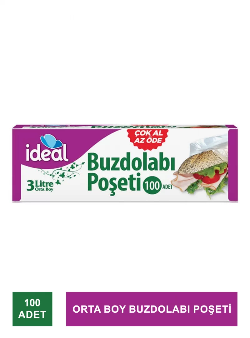 İdeal Orta Boy Buzdolabı Poşeti 100 Adet