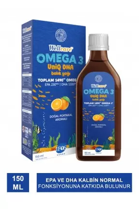 Wellcare UniQ DHA Omega 3 Doğal Portakal Aromalı Balık Yağı 150 ml