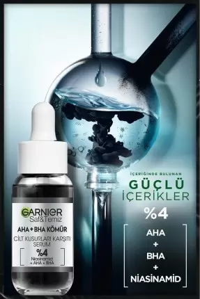 Garnier Aha+Bha Kömür Cilt Kusurları Karşıtı Serum %4 30 ml