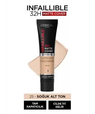 Loreal Paris Infaillible 32H Matte Cover Yüksek Kapatıcı Fondöten -  25