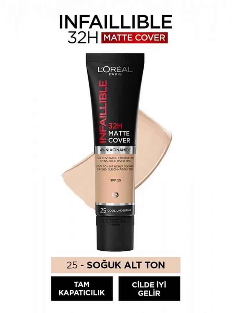 Loreal Paris Infaillible 32H Matte Cover Yüksek Kapatıcı Fondöten - 25