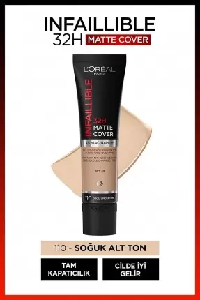 Loreal Paris Infaillible 32H Matte Cover Yüksek Kapatıcı Fondöten - 110 VANIL