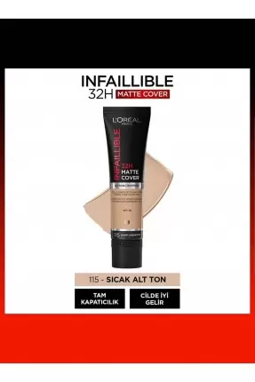 Loreal Paris Infaillible 32H Matte Cover Yüksek Kapatıcı Fondöten - 115 BEIGE