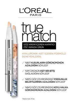 Loreal Paris True Match Göz Kremi İçeren Kapatıcı [ 2'si 1 Arada ] 1-2R