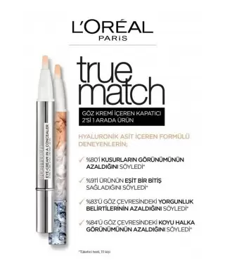 L'Oreal Paris True Match Göz Kremi İçeren Kapatıcı [ 2'si 1 Arada ] 3-5N