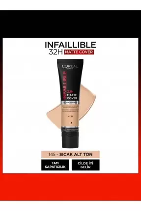 Loreal Paris Infaillible 32H Matte Cover Yüksek Kapatıcı Fondöten - 145 BEIGE