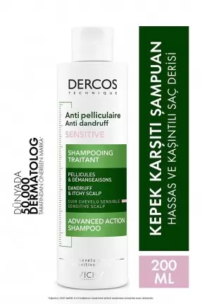 Vichy Dercos Anti-Pell Kepek Şampuanı Hassas ve Kaşıntılı Saç Derisi 200 ml.