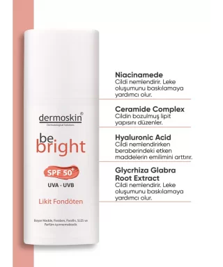 Dermoskin Be Bright SPF50+ Likit Fondöten 33ml - Medium