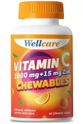 Wellcare Vitamin C 1000 mg + 15 mg Zinc Chewable 30 Tablet