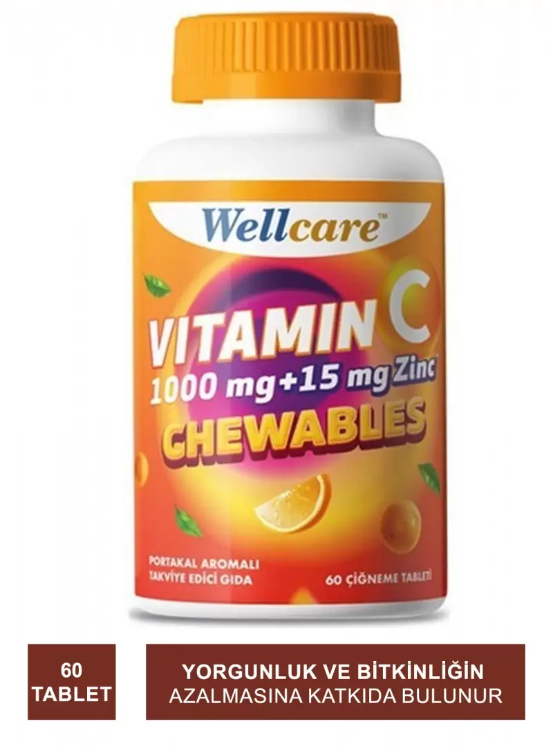 Wellcare Vitamin C 1000 mg + 15 mg Zinc Chewable 30 Tablet