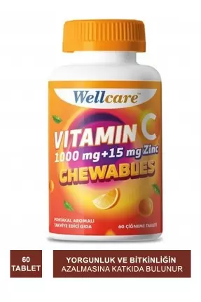 Wellcare Vitamin C 1000 mg + 15 mg Zinc Chewable 30 Tablet