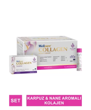 Wellcare Collagen Beauty Boost Plus - Karpuz & Nane Aromalı - 10.000 mg Likit Form 40mlx30Shot & 30 Kapsül