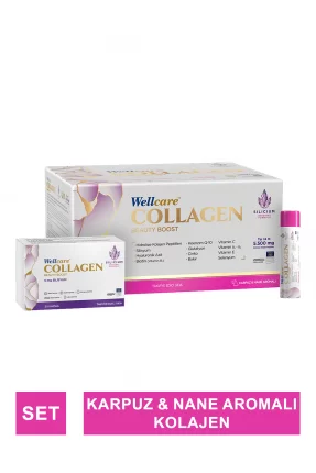 Wellcare Collagen Beauty Boost Plus ( Karpuz & Nane Aromalı ) 10.000 mg Likit Form 40mlx30Shot & 30 Kapsül