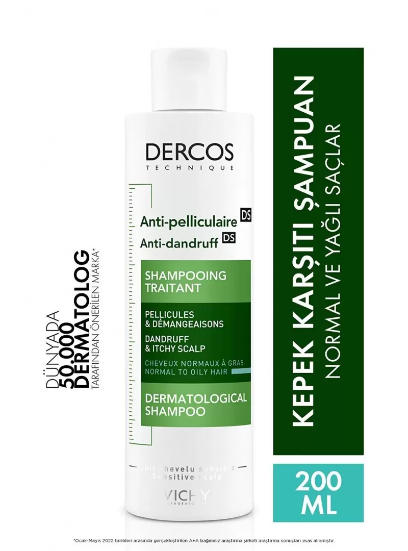 Vichy Dercos Anti-Pell Kepek Şampuanı Normal ve Yağlı Saçlar 200 ml