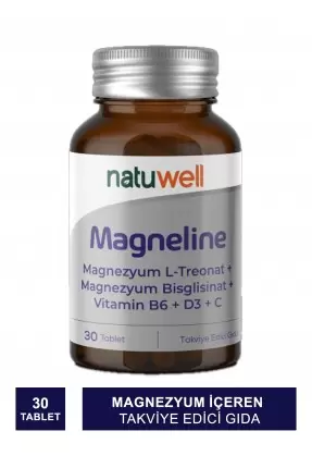 Natuwell Magneline Magnezyum L-Treonat+Bisglisinat+B6+D3+C 30 Tablet (S.K.T 01-2027)