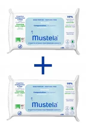 Mustela Kompost Edilebilir Su İçeren Islak Mendil (Parfümsüz) 2x60 Adet