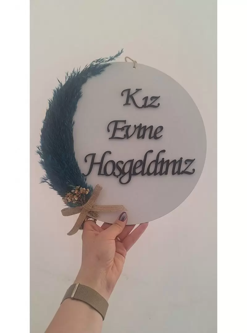 Ebruli Sanat Tasarım '' Kız Evine Hoşgeldiniz '' Kapı Süsü ( Yuvarlak )