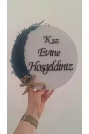 Ebruli Sanat Tasarım '' Kız Evine Hoşgeldiniz '' Kapı Süsü ( Yuvarlak )