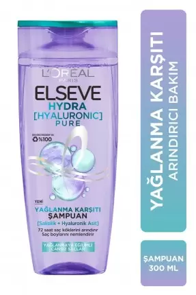 Loreal Elseve Hydra Pure Yağlanma Karşıtı Saç Şampuanı 300 ml