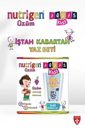 Nutrigen Üzüm 200 ml + Aquas Kids SPF 50+ Sun Cream Çocuk Güneş Kremi 100 ml Yaz Seti