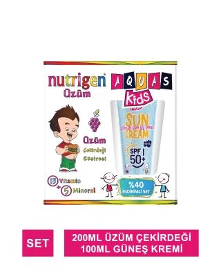 Nutrigen Üzüm 200 ml + Aquas Kids SPF 50+ Sun Cream Çocuk Güneş Kremi 100 ml Yaz Seti
