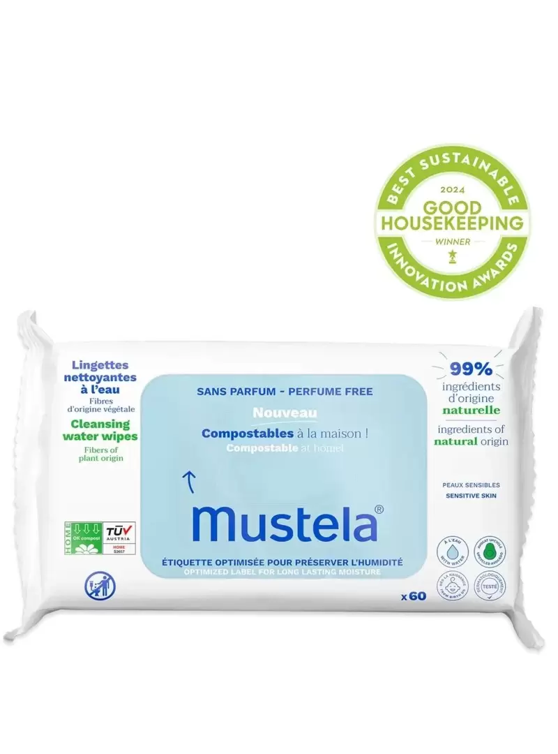 Mustela Parfümsüz Kompostlanabilir Temizleme Mendili 60 Adet