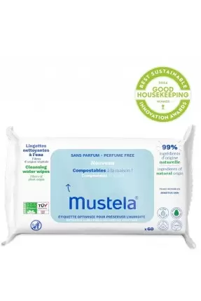 Mustela Parfümsüz Kompostlanabilir Temizleme Mendili 60 Adet