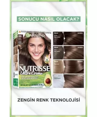 Garnier Nutrisse Yoğun Besleyici Kalıcı Krem Saç Boyası 6N Doğal Koyu Kumral