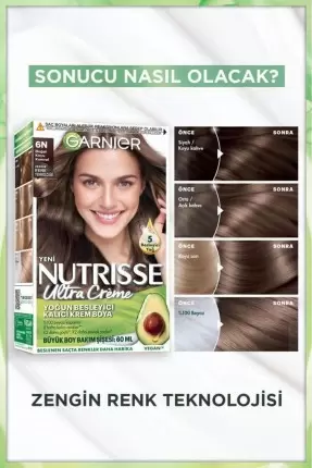 Garnier Nutrisse Yoğun Besleyici Kalıcı Krem Saç Boyası 6N Doğal Koyu Kumral