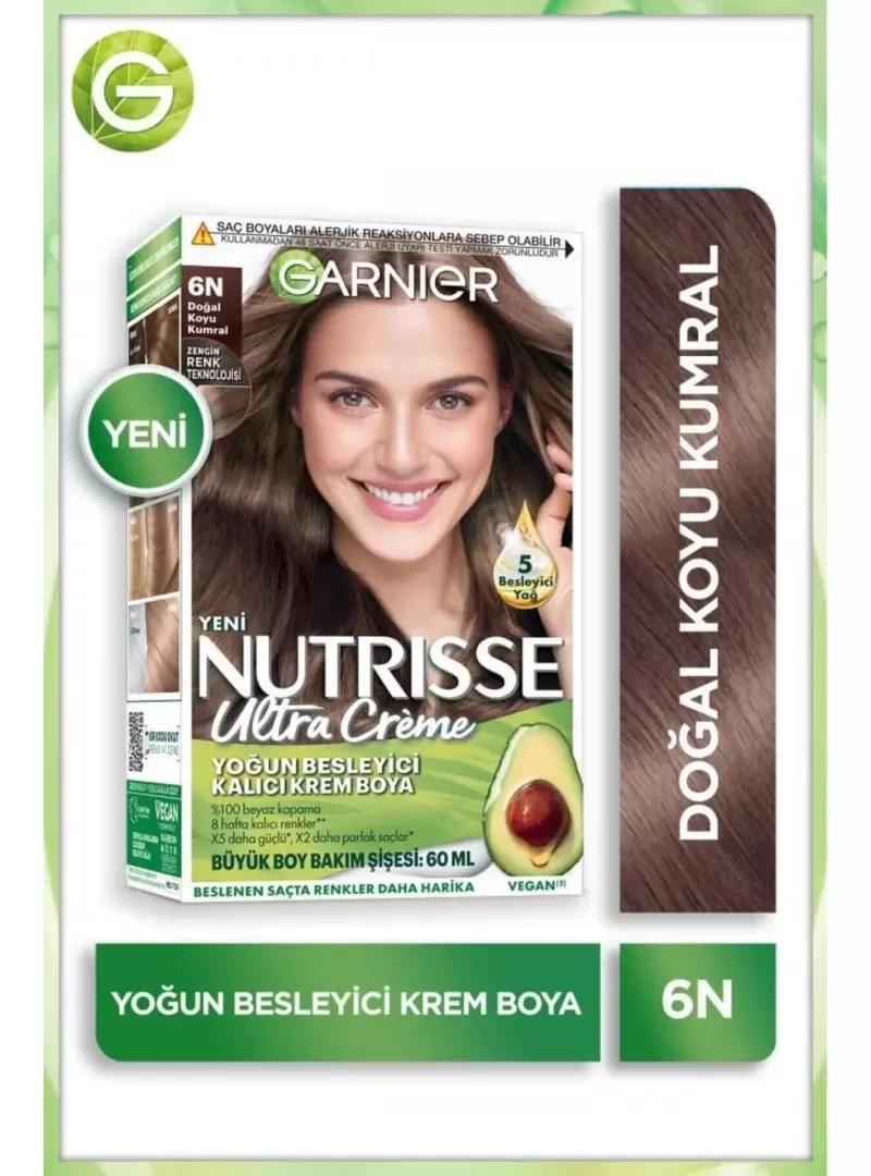 Garnier Nutrisse Yoğun Besleyici Kalıcı Krem Saç Boyası 6N Doğal Koyu Kumral