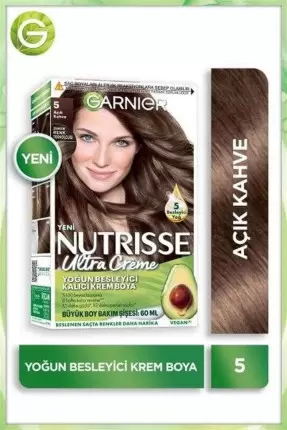 Garnier Nutrisse Ultra Creme 5 Açık Kahve Yoğun Besleyici Kalıcı Krem Boya