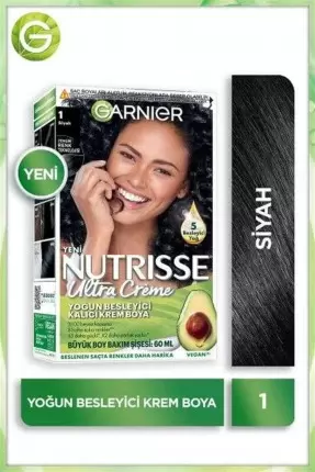 Garnier Nutrisse Ultra Creme 1 Siyah Yoğun Besleyici Kalıcı Krem Boya