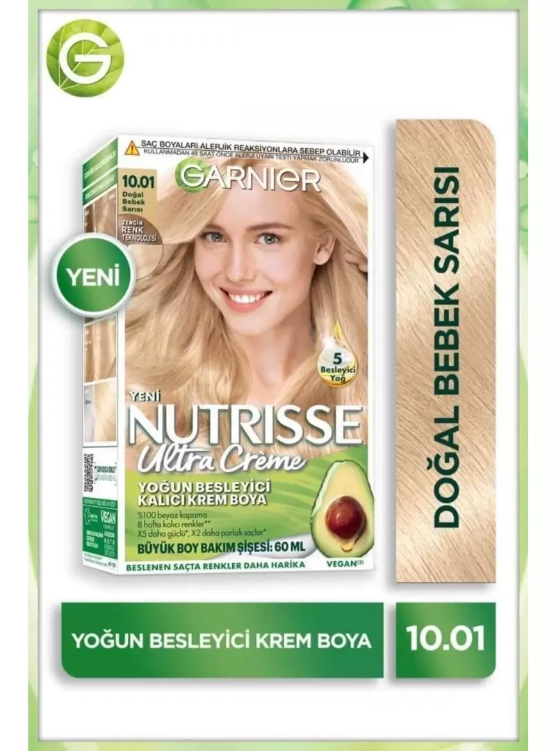 Garnier Nutrisse Yoğun Besleyici Kalıcı Krem Saç Boyası 10.01 Doğal Bebek Sarısı