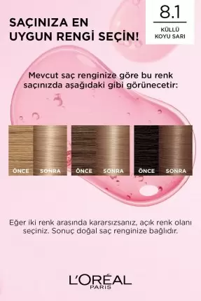 Loreal Paris Excellence Creme Saç Boyası 8.1 Koyu Sarı Küllü