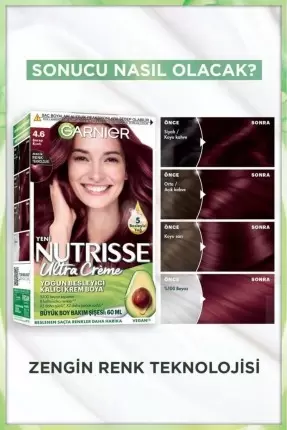 Garnier Nutrisse Yoğun Besleyici Kalıcı Krem Saç Boyası 4.6 Şarap Kızılı