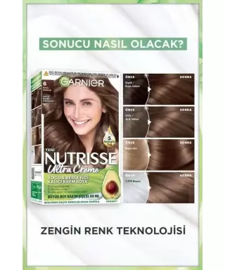 Garnier Nutrisse Yoğun Besleyici Kalıcı Krem Saç Boyası 6 Koyu Kumral