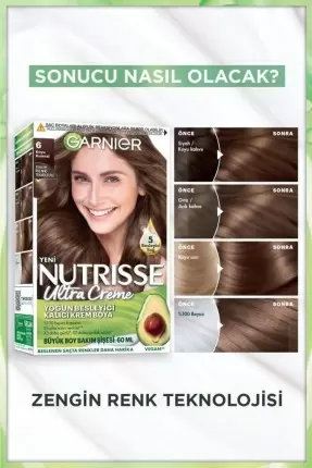 Garnier Nutrisse Yoğun Besleyici Kalıcı Krem Saç Boyası 6 Koyu Kumral