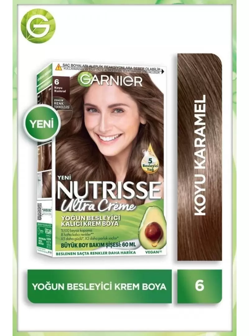 Garnier Nutrisse Yoğun Besleyici Kalıcı Krem Saç Boyası 6 Koyu Kumral