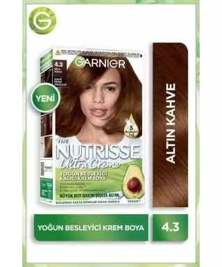 Garnier Nutrisse Yoğun Besleyici Kalıcı Krem Saç Boyası 4.3 Altın Kahve