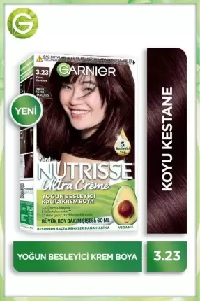 Garnier Nutrisse Yoğun Besleyici Kalıcı Krem Saç Boyası 3.23 Koyu Kestane