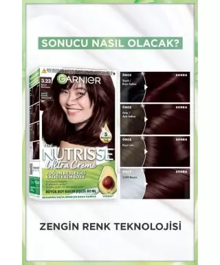 Garnier Nutrisse Yoğun Besleyici Kalıcı Krem Saç Boyası 3.23 Koyu Kestane