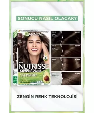 Garnier Nutrisse Yoğun Besleyici Kalıcı Krem Saç Boyası 4 Kahve