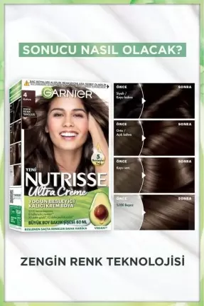 Garnier Nutrisse Yoğun Besleyici Kalıcı Krem Saç Boyası 4 Kahve