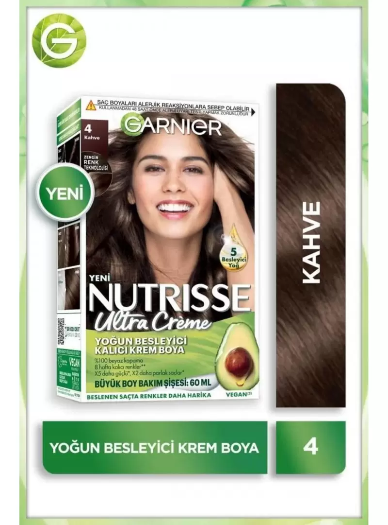 Garnier Nutrisse Yoğun Besleyici Kalıcı Krem Saç Boyası 4 Kahve