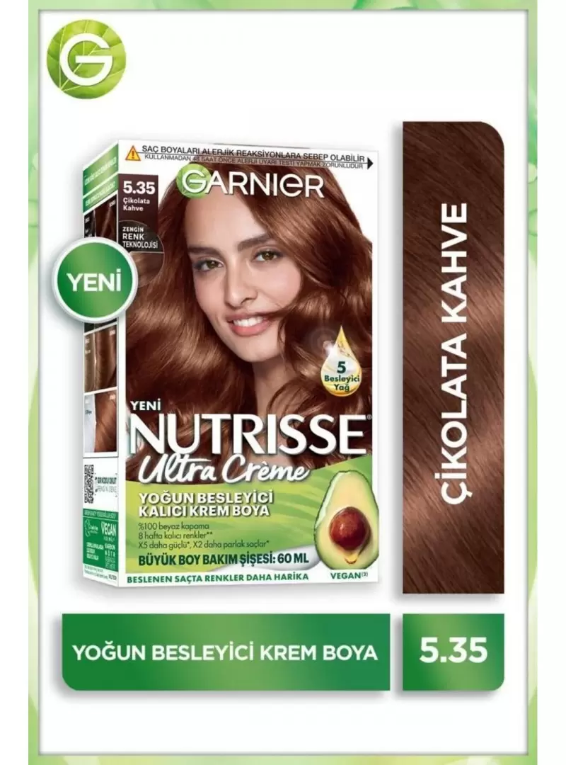 Garnier Nutrisse Yoğun Besleyici Kalıcı Krem Saç Boyası 5.35 Çikolata Kahve