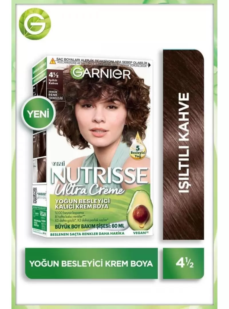 Garnier Nutrisse Yoğun Besleyici Kalıcı Krem Saç Boyası 4 1:2 Işıltılı Kahve