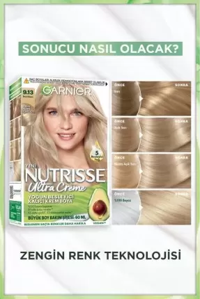 Garnier Nutrisse Yoğun Besleyici Kalıcı Krem Saç Boyası 9.13 İnci Sarı